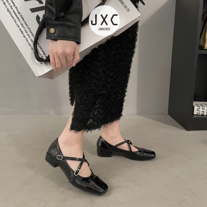 Giày Cao Gót Mũi Vuông Bằng Da Thời Trang Hàn Quốc Chất Lượng Cao