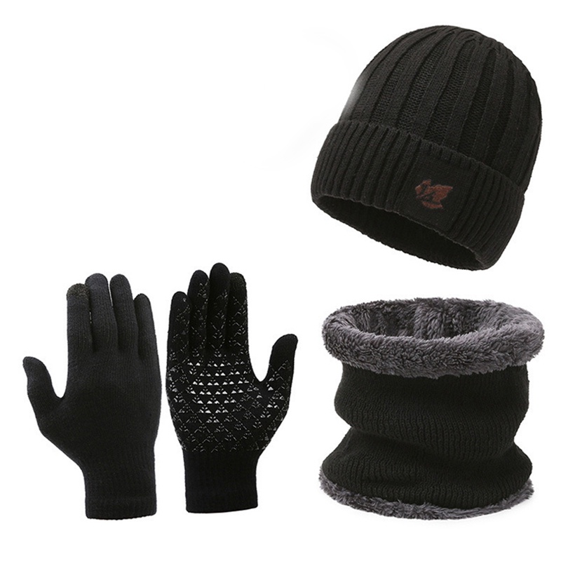Deamos set Mũ Len Và Găng Tay Lót Lông Cừu Giữ Ấm Có Thể Chạm Màn Hình Cảm Ứng