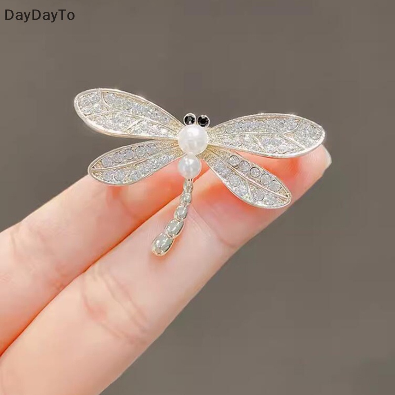 Daydayto Trâm Cài Áo Hình Chuồn Chuồn Đính Ngọc Trai Pha Lê Lấp Lánh Phong Cách vintage Cho Nữ vn