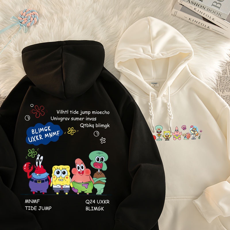 Áo hoodie Tay Dài Oversize In Họa Tiết Hoạt Hình spongebob Phong Cách Nhật Bản Dễ Thương Thời Trang Mùa Thu Cho Nữ
