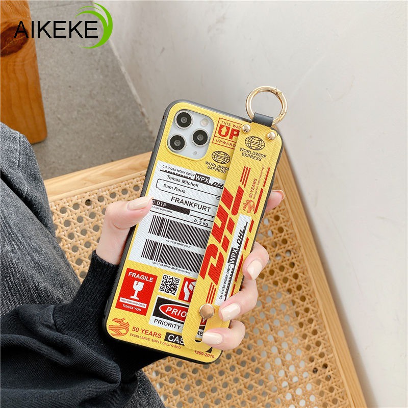 Ôp Điện Thoại Silicon Dẻo Họa Tiết Logo dhl Kèm Dây Đeo Cổ Tay & Vòng Tay Cho xiaomi mi 9 se mi 8 lite note 10 pro a3 lite Vỏ