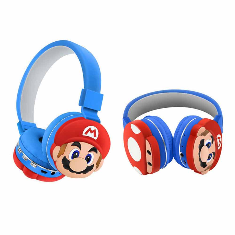 Mario head mounted wireless Bluetooth earphones in ear children's earphones