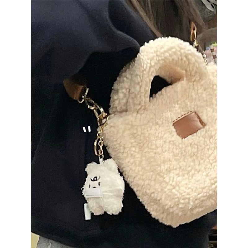 Túi Đeo Chéo Nữ Cashmere Phong Cách Hàn Quốc Thời Trang Đơn Giản Một Vai Đeo Chéo Túi Lông Thú Mùa Thu Đông