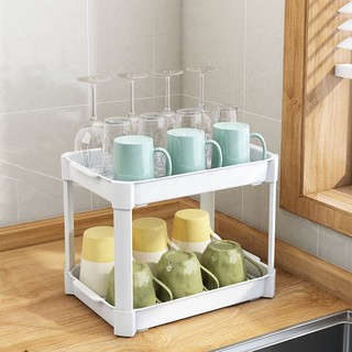 Tiktok explosion# cup holder Cup storage draining rack household living room double-layer storage rack tea set tray kitchen dish storage rack 10.5HHL