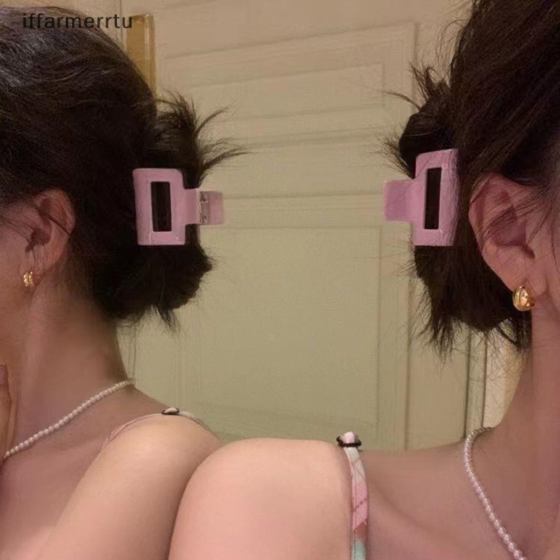 Kẹp Tóc Càng Cua Hình Vuông Rỗng Bằng Nhựa Màu Sắc macaron Cho Nữ