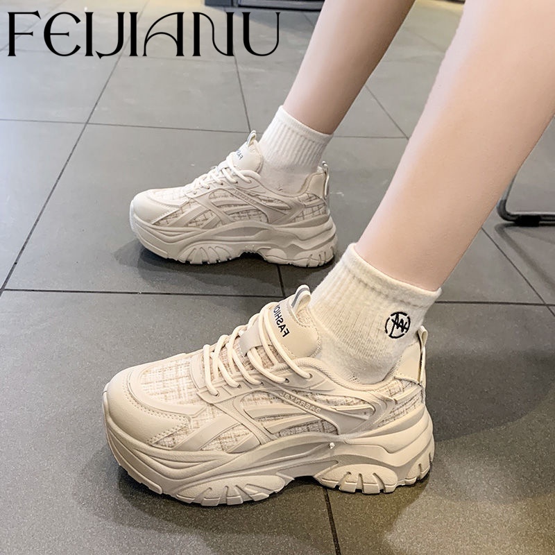 FEIJIANU  giày thể thao nữ đáy dày  Thoải mái Siêu nhẹ Phong cách đơn giản Đế chống trơn trượt FYD23C02EP 49Z231204