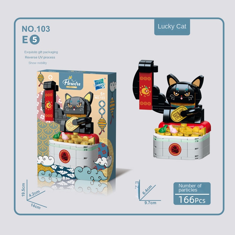 Bộ Đồ Chơi Lắp Ráp Đồ trang trí Chú Mèo May Mắn Cho Bé Mới