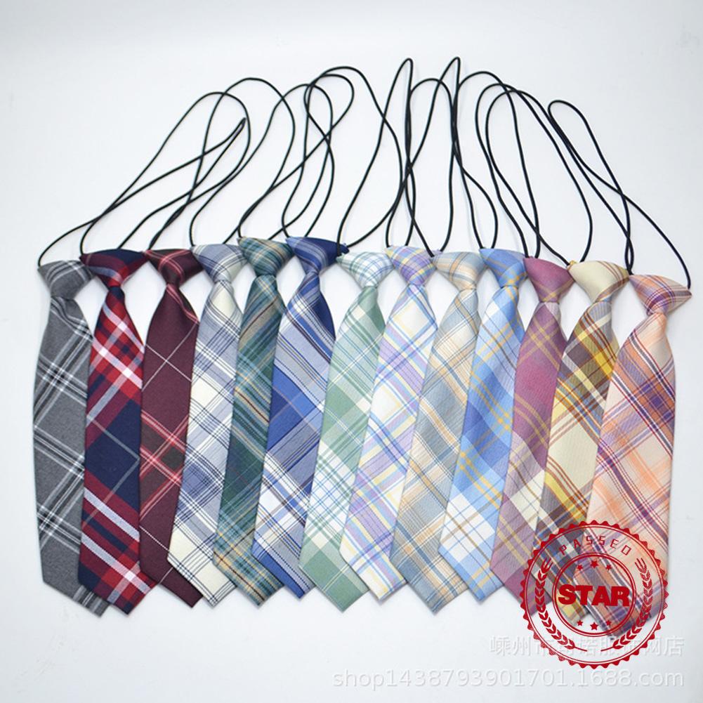 Thời Trang Cà Vạt Đồng Phục Chất Liệu Cao Su Họa Tiết Sọc Caro jk x0j1