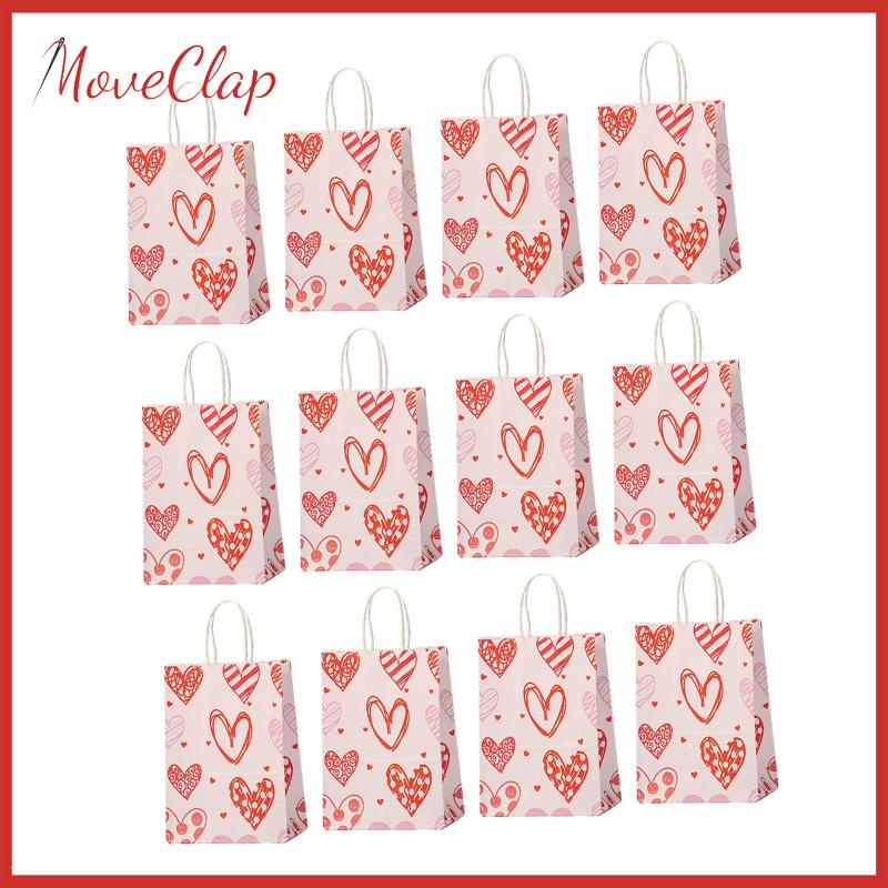Set 12 Túi Đựng Quà Tặng Có Tay Cầm Cho Năm Mới / Sinh Nhật / Giáng Sinh