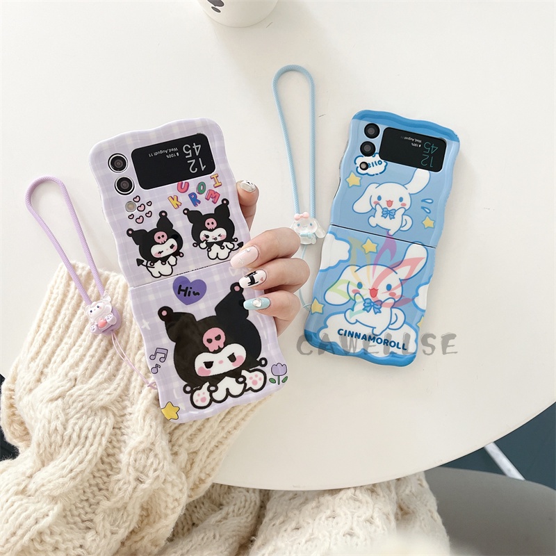 Ốp Điện Thoại tpu Silicon Mềm Họa Tiết Hoạt Hình Có Dây Đeo Cho samsung galaxy z flip 5 z flip 4 flip 3 4 5