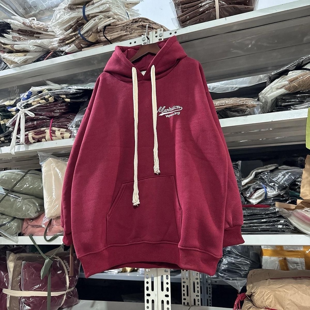 Áo hoodie nỉ bông in chữ MARULLCRY VẢI TÀU