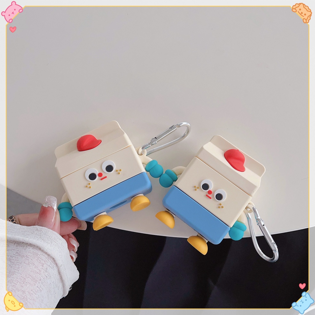 Vỏ Bảo Vệ Hộp Sạc Tai Nghe airpods Pro 2 2023 2023 Hình robot milk Hoạt Hình Dễ Thương Ốp