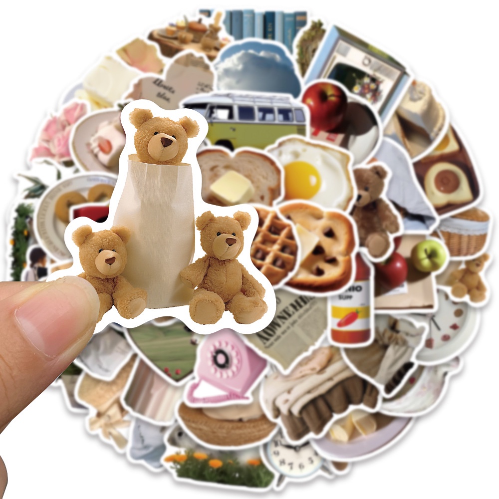 50 Miếng Dán Hoạt Hình Trang Trí Mũ Bảo Hiểm / Bút Chì Phong Cách Hàn Quốc