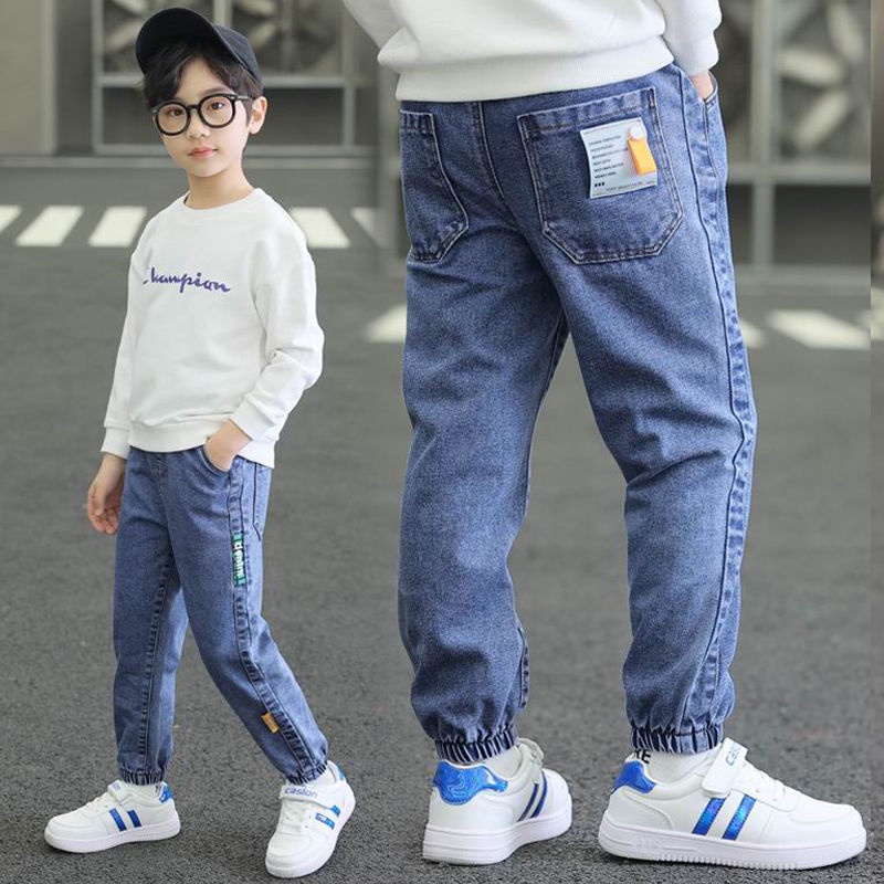 SUPER KIDS Quần Jean Dài Dáng Rộng Phong Cách Hàn Quốc Thời Trang Cho Bé Trai