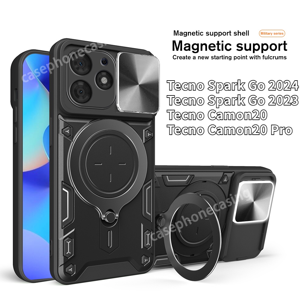 Ốp Điện Thoại Dạng Giáp Có Vòng Đỡ Nam Châm Cho tecno spark 10 pro spark10 c 10c 10pro spark10pro 4g