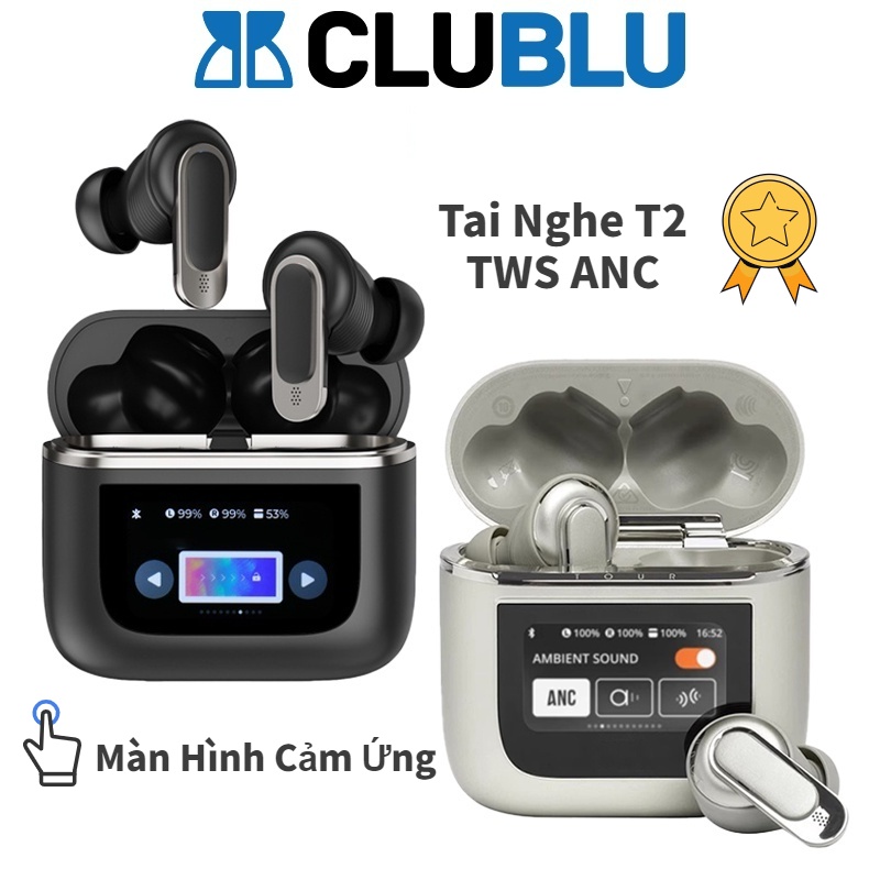-CLUBLU- Tai Nghe Bluetooth Màn Hình Cảm Ứng LED TWS Nhét Tai in Ear Chống Ồn Chủ Động Không Dây Cao Cấp Đa Chức Năng