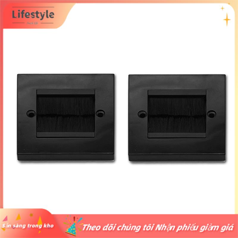 Set 2 Bàn Chải Đơn 1 gang Gắn Tường Ổ Cắm Dây Cáp Màu Đen