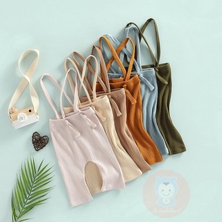 Laa6-quần treo màu trơn đường phố thường ngày cho bé
