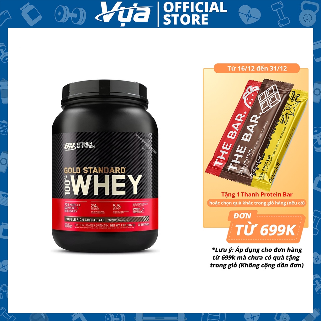 Bột Protein Optimum Nutrition - Gold Standard Whey (2 Lbs) - Tăng Cơ Giảm Mỡ, Hỗ Trợ Phục Hồi Cơ Bắp, Chính Hãng