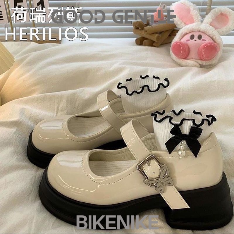 BIKENIKE Giày búp bê giày nữ 2023 NEW Mùa hè Vintage England phong cách thiết lập Mary Jane đơn giày23073105