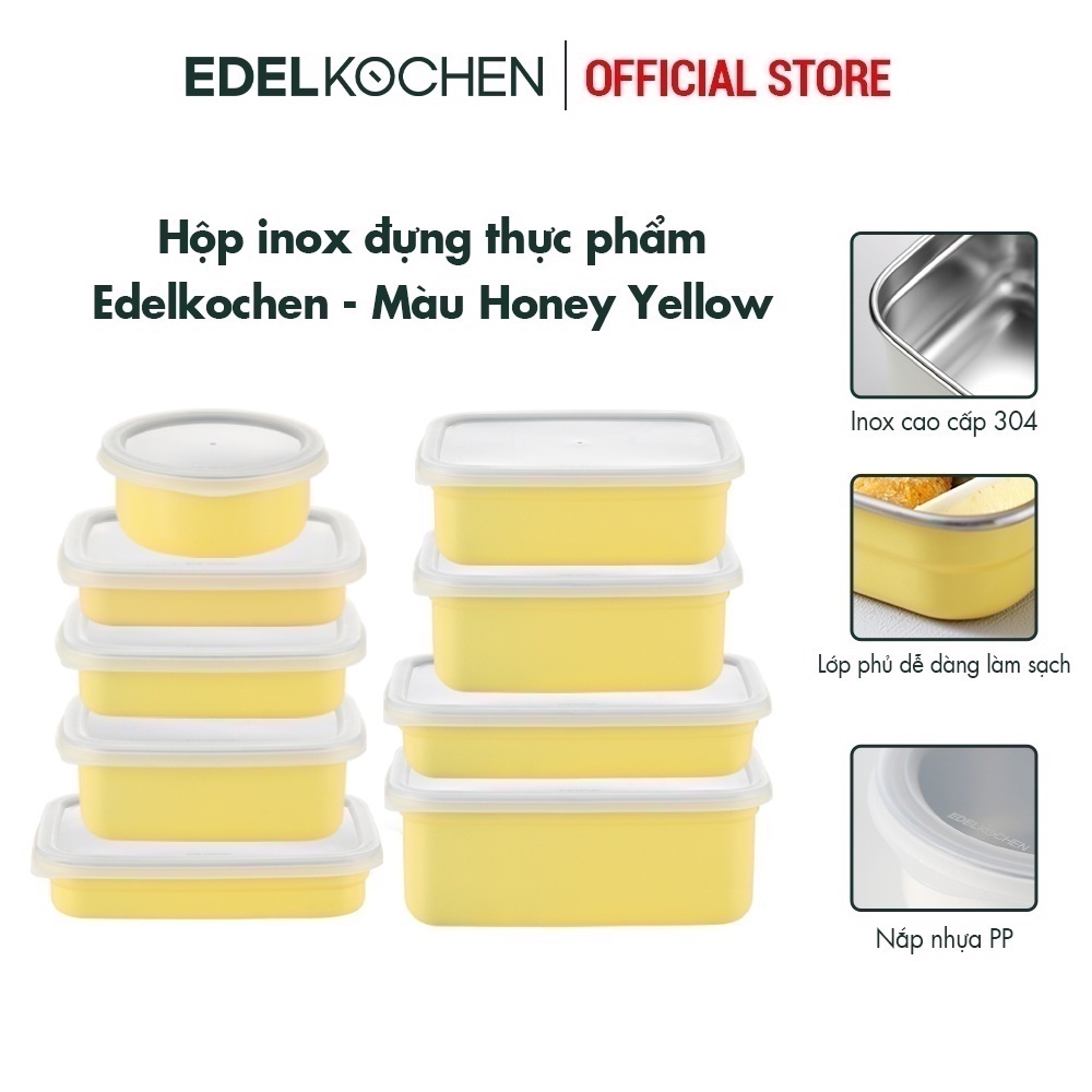 Hộp đựng thực phẩm, trữ đông inox 304 Edelkochen Edellock Collection – Màu Honey Yellow