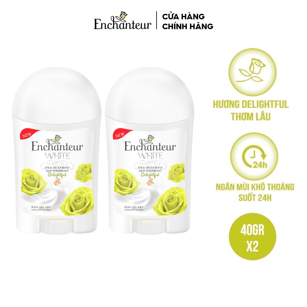 Combo 2 Sáp khử mùi trắng da Enchanteur Delightful 40g/chai