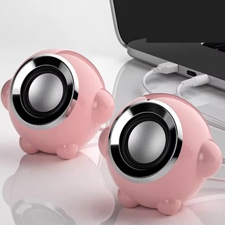 Loa máy tính có dây usb 3.5mm màu hồng cho pc laptop