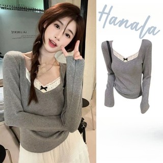 Áo coquette tay dài Áo Croptop Dài Tay Áo brandy Áo Kiểu Nữ Áo Thun Tay Dài Phối Ren Ôm Dáng Thời Trang Thu Đông Cho Nữ