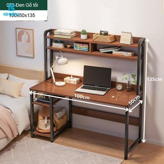 Bàn làm việc khung sắt kèm giá sách sơn tĩnh điện chịu lực cao, bàn học gỗ lắp ráp