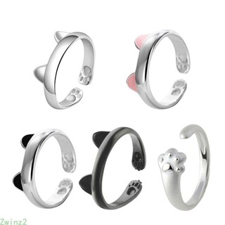 Nhẫn zwinz2 họa tiết dấu chân mèo hoạt hình dễ thương dành cho tuổi teen