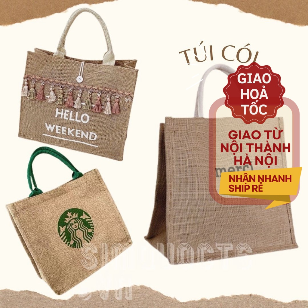 [Size to & Hàng loại 1] Túi cói Merci đi du lịch đi chơi thời trang TX02