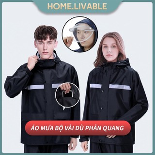 Áo mưa bộ người lớn Siêu Bền Không Thấm Nước áo mưa vải dù cao cấp Áo Mưa Bộ Vải Dù Phản Quang