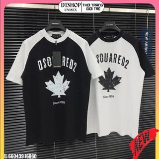 (Hàng Đẹp) Áo Thun DSQ Lá Phong Phối Rót Tay ❤ Áo Phông Cotton Dày Dặn Dáng Rộng Nam Nữ DTS66