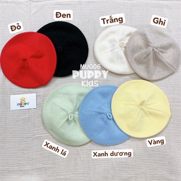 (MU006) Mũ beret dành cho em bé (Puppy Kids) 7 màu sắc dễ thương.