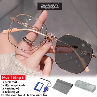 CHARMRAY Kính Đổi Màu Chống Bức Xạ Kính Mắt Cho Phụ Nữ Thời Trang Kim Loại Gọng Kính