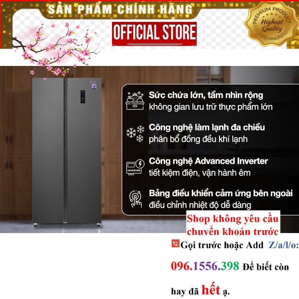 Tủ lạnh Casper Inverter 458 lít Side By Side RS-460PG |P&G
