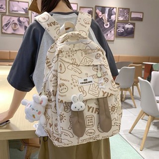  Ba lô graffiti lớn mới cho học sinh trung học cơ sở và tiểu học thiết kế dễ thương cho bé gái ba lô tai thỏ 