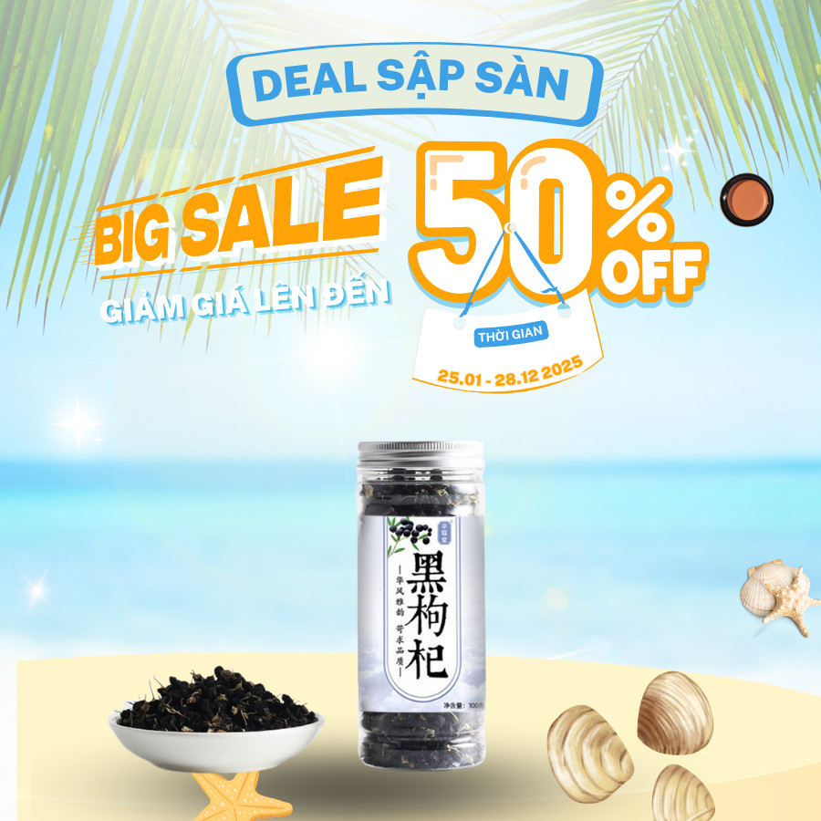 Kỳ Tử Đen 100g đóng chai Hắc Kỷ Tử Sấy Khô Quả To Tự Nhiên Sáng Mắt, Đẹp Da, Dưỡng Nhan, Thanh Nhiệt