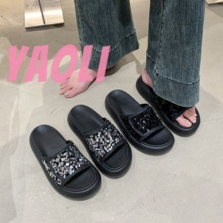 Yaoli.giày nữ, Dép Sequin, Xăng đan phẳng mềm mại thoải mái thiết kế mới