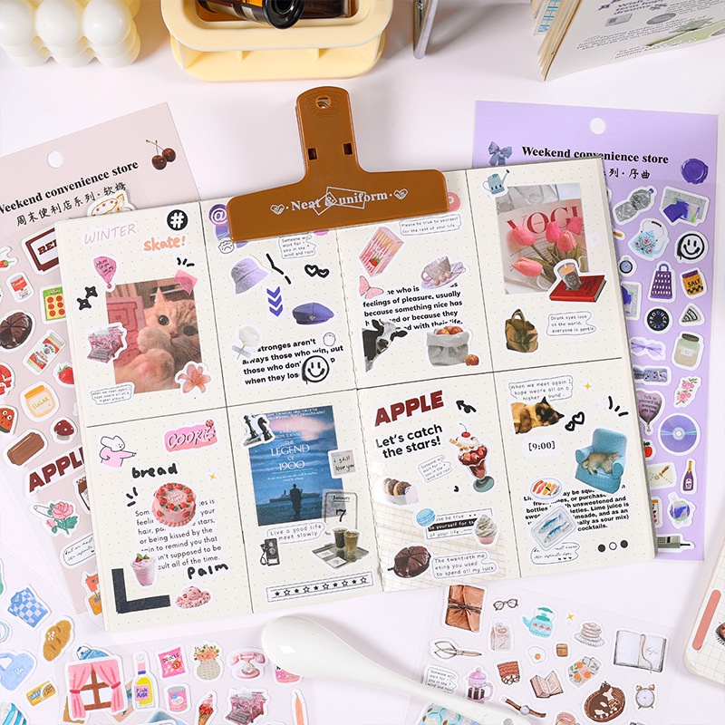 Stickers - Tờ Nhãn Dán Convenience Store Nhiều Hoạ Tiết Nhỏ Trang Trí Bullet Journals