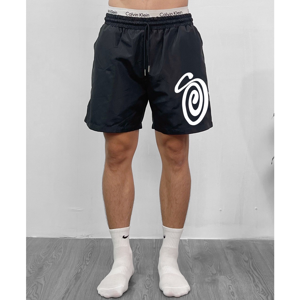 Quần short dù gió thể thao Stussy chữ S form trên đầu gối siêu nhẹ thoải mái chống nước có lót lưới