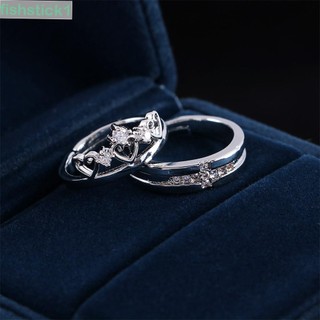 1 Cặp Nhẫn Đôi Khắc Chữ Her / His / His Nhiều Màu Thời Trang