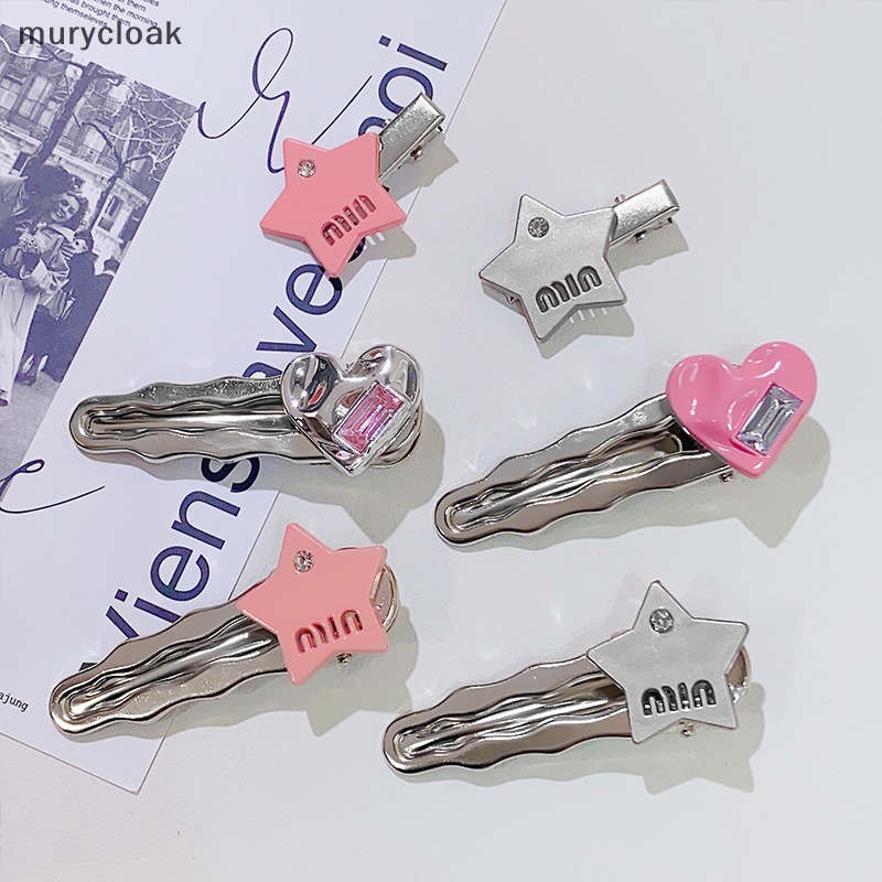 Mur # Kẹp Tóc Mái Ngang Ngôi Sao Pha Lê Trái Tim Màu Hồng Cá Tính Khí Chất Ngọt Ngào Cho Nữ vn