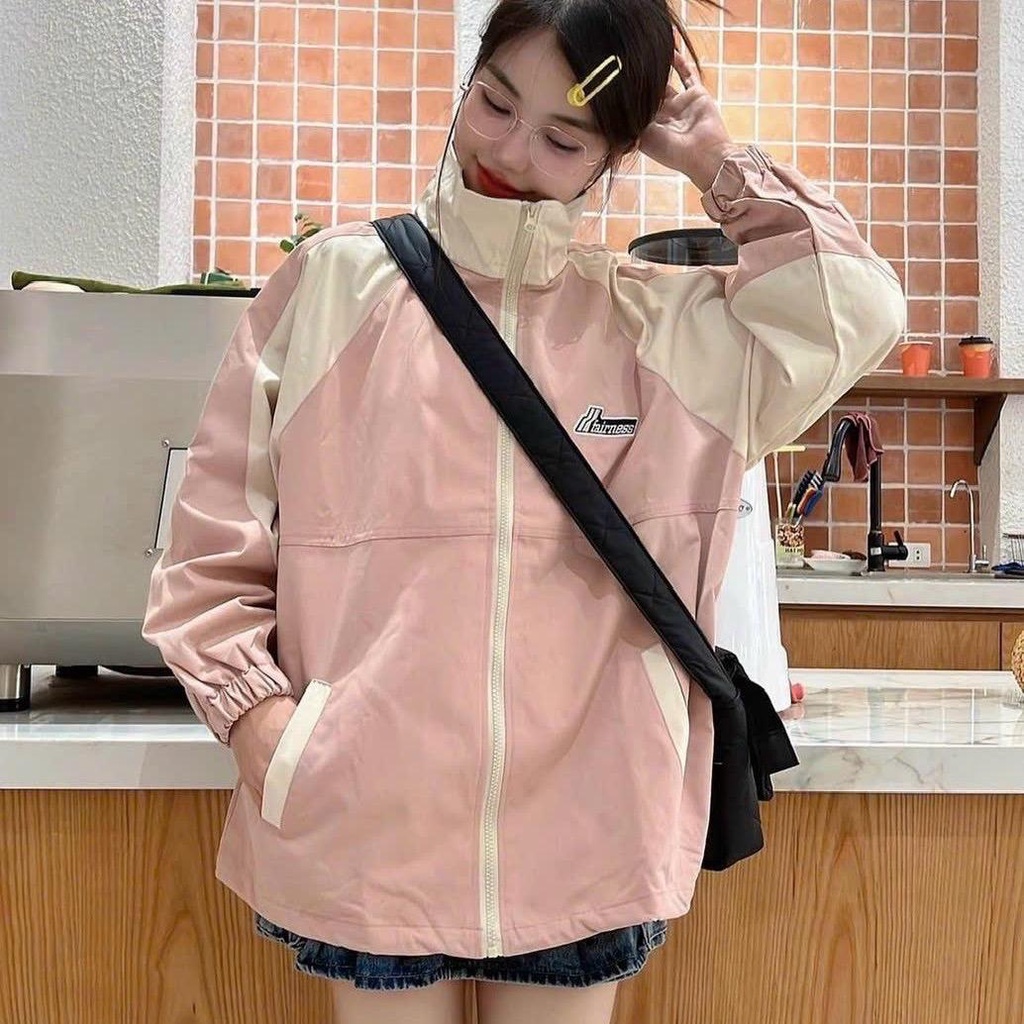 Áo khoác dù mero 2 lớp cổ bẻ thêu chữ phối màu ad650 unisex ulzzang nam nữ