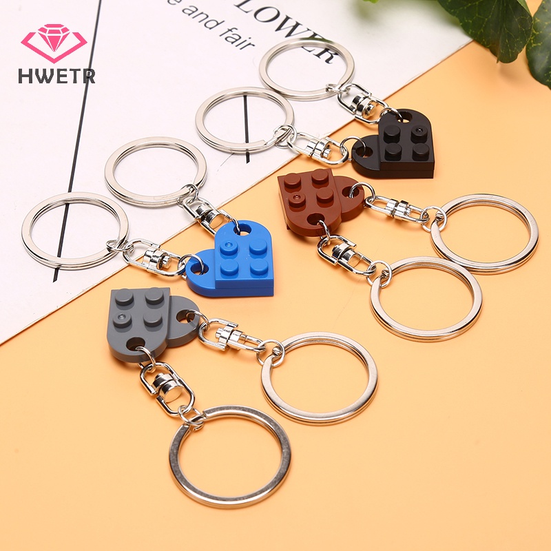 Set 2 Móc Khóa Tình Bạn Hình Viên Gạch Trái Tim Mới