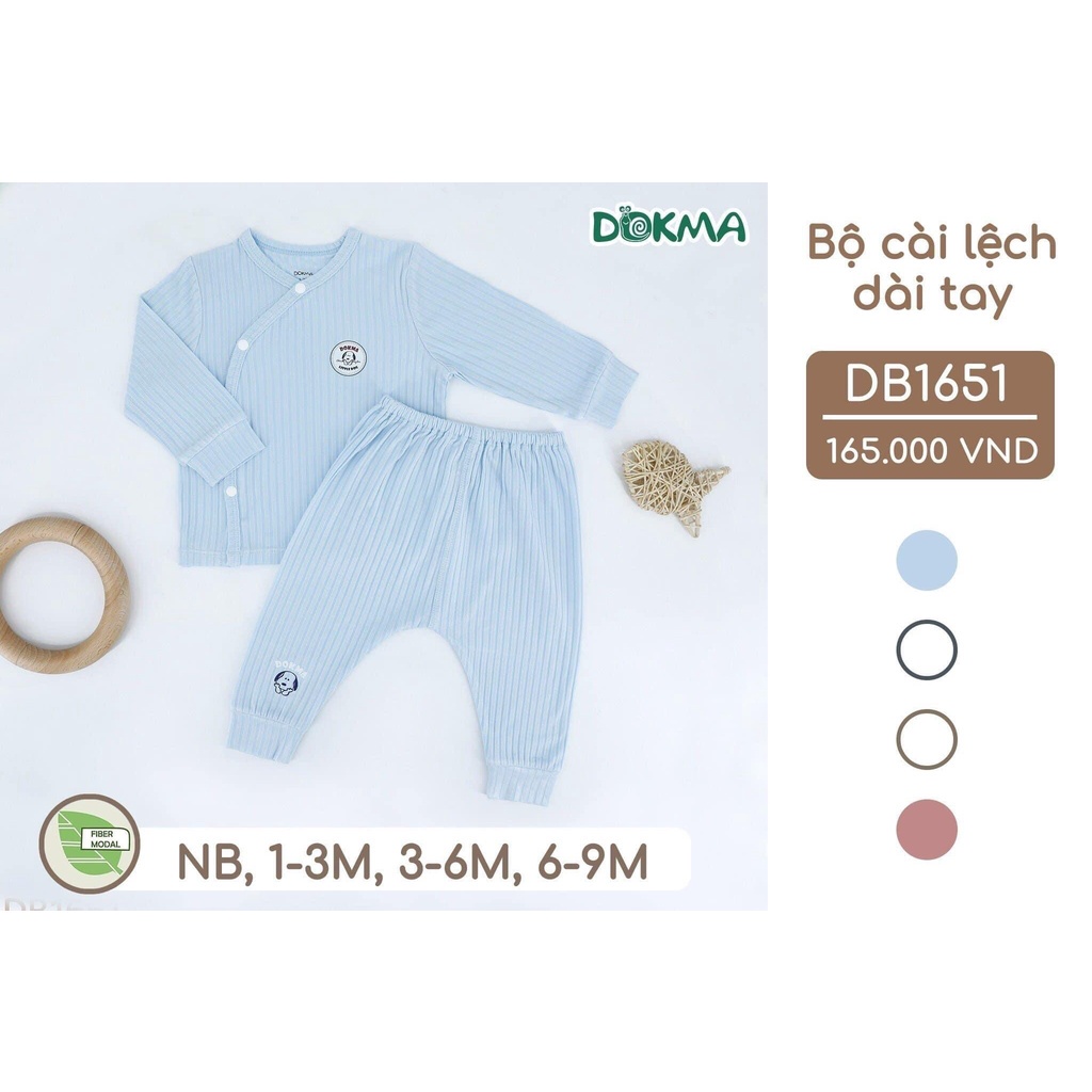 Dokma bộ sơ sinh cài lệch dài tay DB1651 mẹ sam