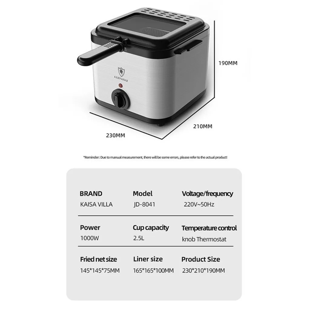 Nồi Chiên Ngập Dầu Gia Đình ⚡ CHÍNH HÃNG ⚡ Bếp Chiên KAISA VILLA 2.5L Làm Chín Thức Ăn Nhanh Chóng - Bảo Hành 12 Tháng