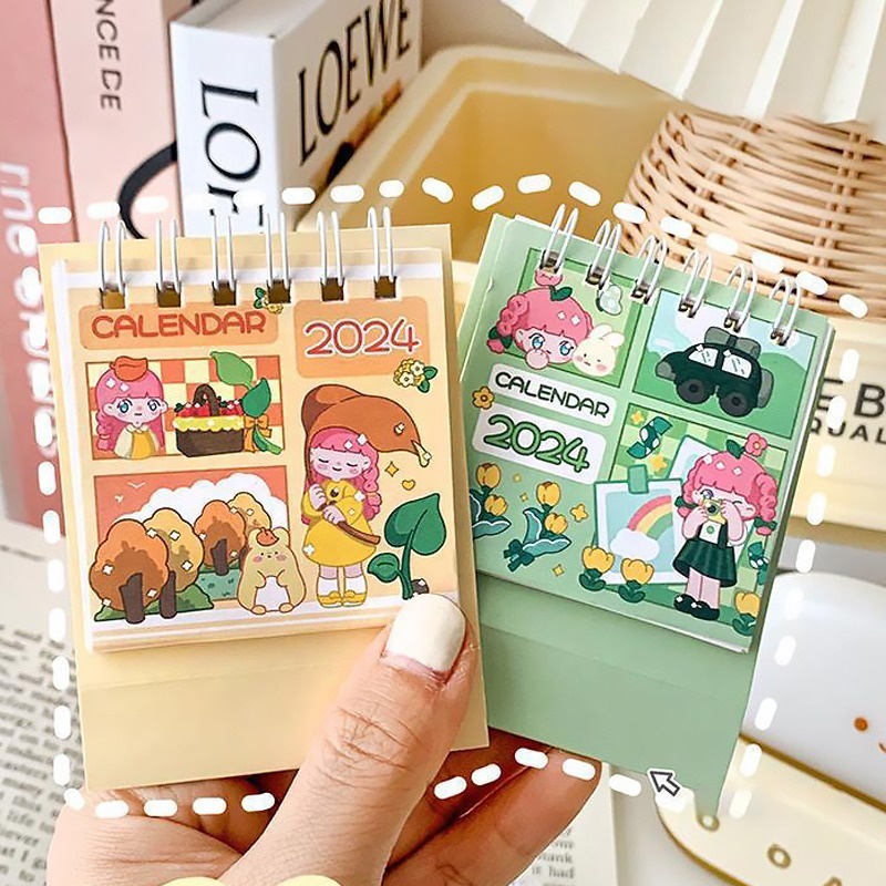 Hoạt Hình Lịch Để Bàn mini Hình Thỏ Dễ Thương