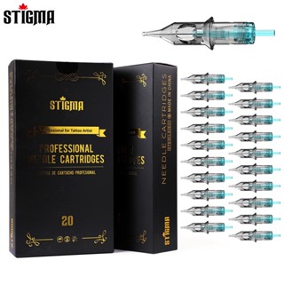 STIGMA 20pcs/Box #10(0.30MM) #12(0.35MM) kim xăm chuyên nghiệp hộp mực dùng một lần vô trùng tiêu chuẩn vỏ xanh trang điểm vĩnh viễn RL/RS/RM/M1