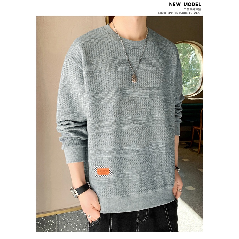 Áo Sweater Tay Dài Cổ Tròn Dáng Rộng Phong Cách Đường Phố Đơn Giản Thời Trang Xuân Thu Cho Nam